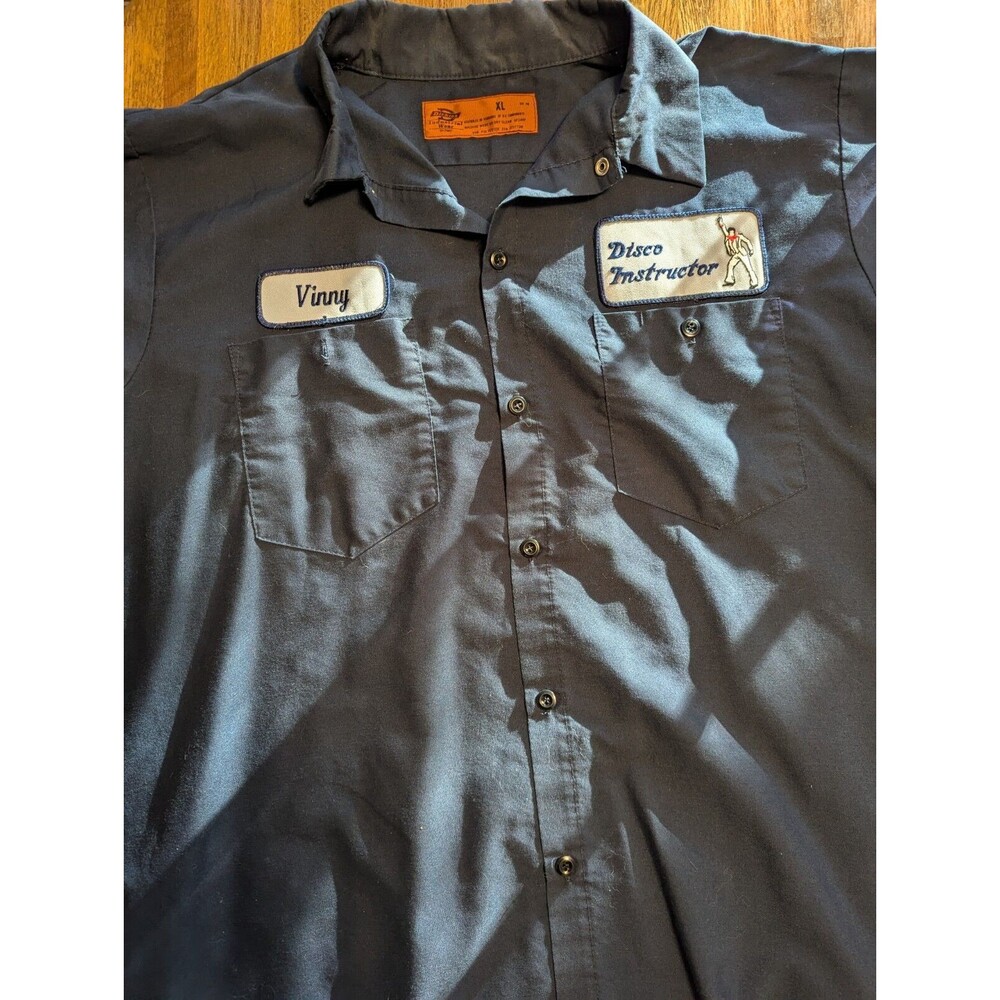 Rare Vintage Dickies Work Shirt 1980s Disco Instructor Patches XL